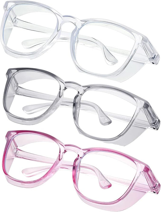 Safety glasses Goggles Nurses Protective Eyewear - Anti Fog Square Frame Stylish Clear Glasses for Women Men