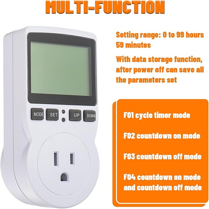 110V Digital Temperature Controller, LCD Screen Heating Cooling Thermostat Outlet Socket with Sensor Timer Regulator for Reptile Incubator Greenhouse Brewing Refrigerator