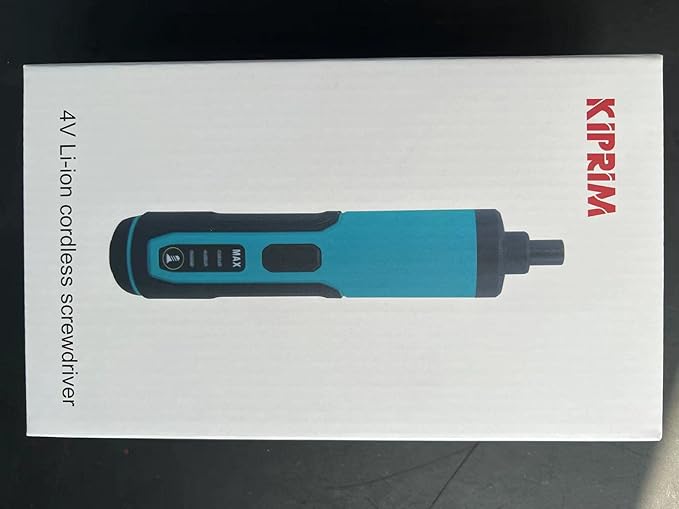 Electric Screwdriver Kiprim 4V Rechargeable Adjustable Torque Cordless Screwdriver Gun with 33 Magnetic Bits Set (2 Drill Bits included),Dual Flashlights,Carrying Box,Type C Cable