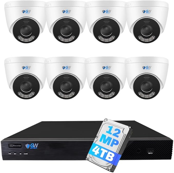 GW Security 16 Channel NVR UltraHD 12MP 6K @30FPS Face/Human/Vehicle Detection Security Camera System with 8 x 12MP IP Two-Way Audio Smart AI Dome Cameras, Color Night Vision, Outdoor/Indoor Camera