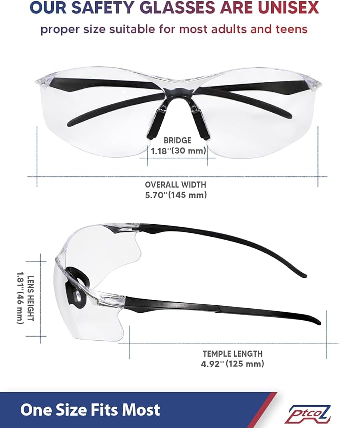 Safety Glasses 28 Pack Clear: ANSI Z87.1 Certified Anti-Scratch Polycarbonate Lens UV Protection for Construction & Cycling, Woodworking & Lab Lightweight Sofety Nose Pad Unisex