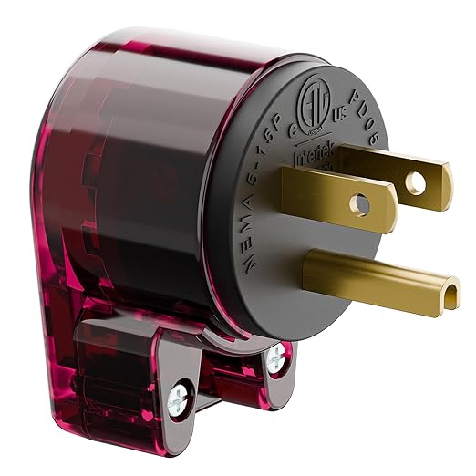 10 Pack Nema 5-15P Plug, 90 Degree Right Angle Plug 15A 125V Angled Plug, Nema 5-15P DIY AC Plug, USA 3-Prong Household Right Angle AC Plug, Red Color ETL Verified