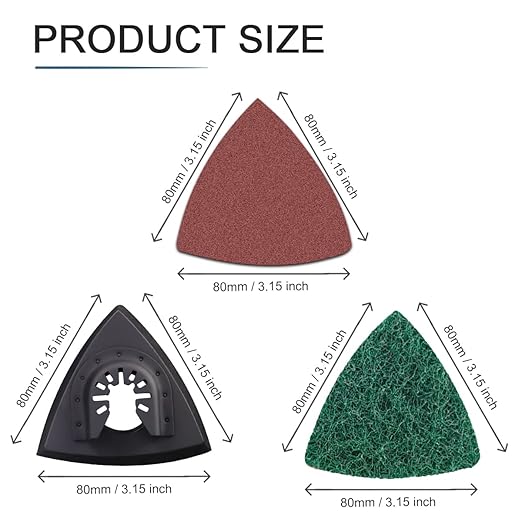 133PCS Oscillating Tool Sanding Pads Kit,125 Sandpaper, 2 Triangular Sanding Pads and 6 Triangular Scrubbing Pads for Surface Sanding,Mechanical Maintenance Cleaning,Polishing,Deburring
