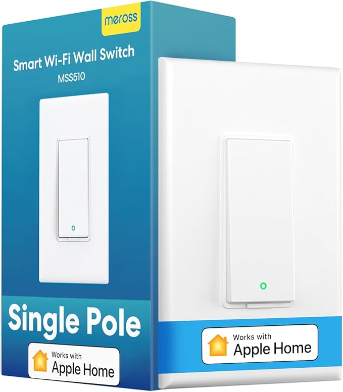 meross Smart Light Switch Supports Apple HomeKit, Siri, Alexa, Google Assistant & SmartThings, 2.4GHz Wi-Fi Light Switch, Neutral Wire Required, Single Pole, Remote Control Schedule, 1 Pack