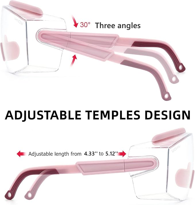 UKNOW Safety Goggles Over Glasses, Anti Fog Safety Glasses with Clear Wraparound Lens, ANSI Z87.1 Protective Eyewear