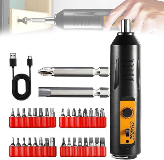 Electric Screwdriver Kit - Mini Cordless Screwdriver with 33‑In‑1 Bits, 3.5 Nm Torque - Portable/USB‑C Rechargeable - 1200 mAh Battery Operated Screwdriver for DIY, Home, and Professional Use