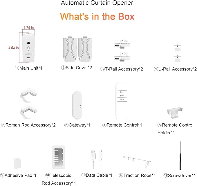 Automatic Curtain Opener - Electric Curtains with Remote Smart Curtain Opener Electronic for Roman/U/T Rails, Bluetooth Curtain Opener with App/Timer, Compatible with Alexa and Google Home