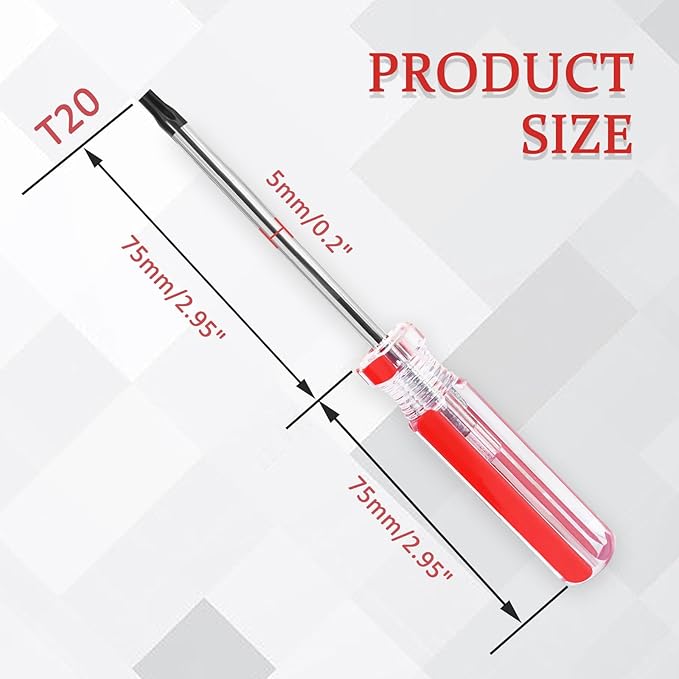 T20 Torx Security Screwdriver with Magnetic Tip Plastic Grip, Torx Screwdriver for Computer Repairing, Home Appliances(Red, 150mm/ 5.9")