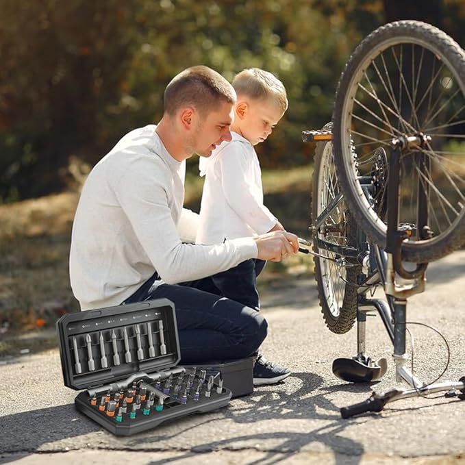 2026 New 42 in 1 Magnetic Screwdriver Set, Compact and Portable Ratchet Screwdriver Set, Multi Bit Magnetic Drive Set with Ratchet Handle and Storage Case DIY Repair Tool Kit (Orange)