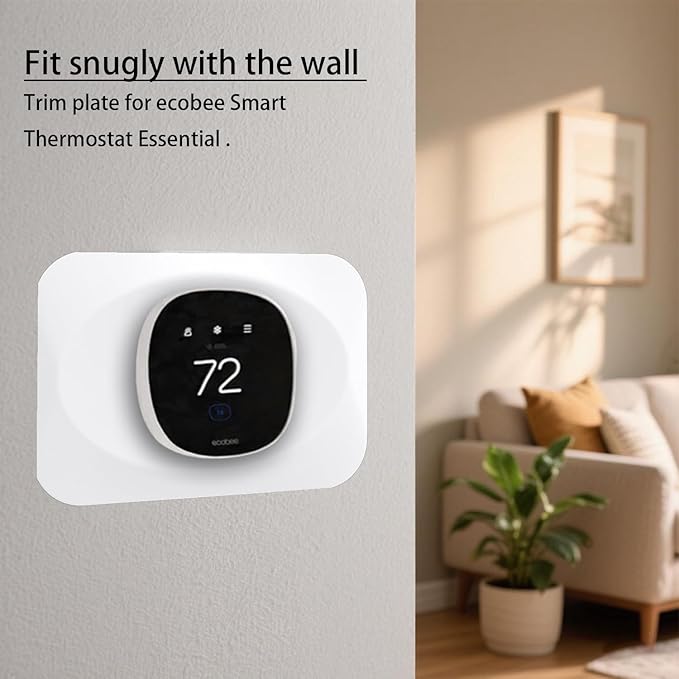 Wall Plate Cover Compatible with New 2025 Ecobee Smart Thermostat Essential, Practical Ecobee Thermostat Trim Kit, Programmable WiFi Thermostat Accessory (2, Pure White)