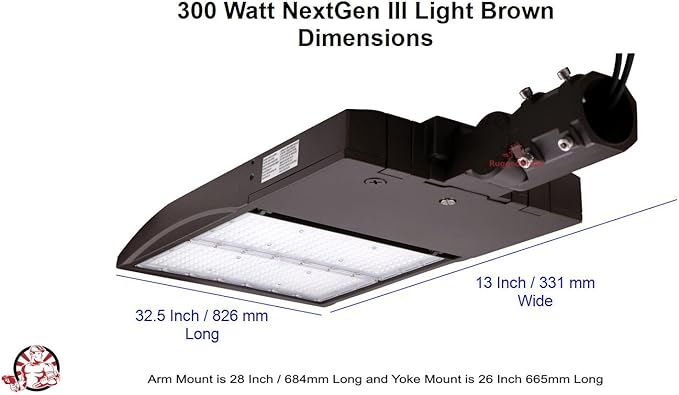 High Voltage 277-480V - 42,000 Lumen - 300 watt - Slip FIT Mount - NextGen III LED Shoebox Lights - Dimmable - Brown Housing