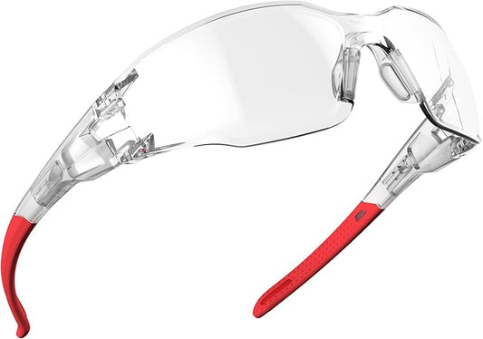 DILANCO Clear Safety Glasses Goggles, Adjustable Frames and Scratch-Resistant with No-Slip Grips Safety Glasses for Women Men