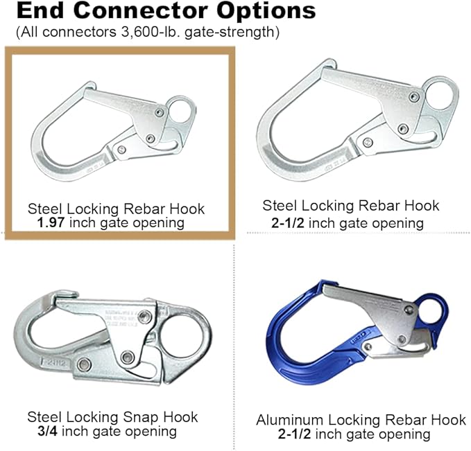 AFP Demon 6 FT Single Leg Self-Retracting Lifeline Web Lanyard Retractable, 1.97-inch Gate Opening Steel Locking Rebar Hook, Yoyo, Shock Absorber | Tower Fall Protection OSHA & ANSI Rated SRL