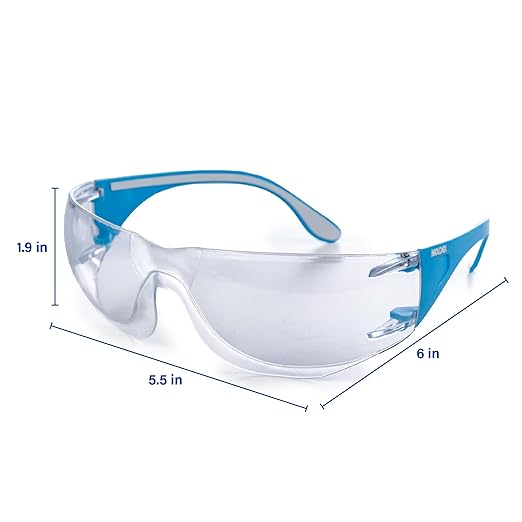 Adapt Moldex Safety Glasses (5002C-2), Clear Lens with Light Blue Temples, ANSI Z87.1 Certified, Anti-Fog, Scratch & UV Resistant, Unisex PPE Work Eyewear Protection for Men and Women (12-Pack)
