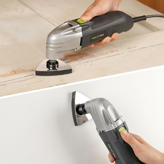 GALAX PRO 22000 OPM 2.0A Oscillating Multi Tool, 3 Degree Oscillating Angle with 3 Pieces Saw Blades, 1 Piece Semi Circle Blade Sanding Plate, 6 Pieces Sanding Papers for Grinding