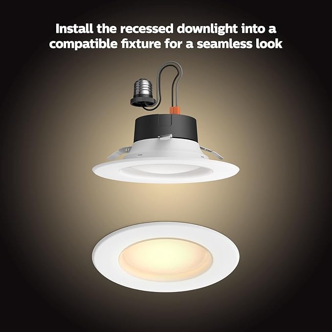 Philips Hue Smart Recessed 5/6 Inch LED Downlight - White Ambiance Warm-to-Cool White Light - 4 Pack - 1100LM - Indoor - Control with Hue App - Works with Alexa, Google Assistant and Apple Homekit