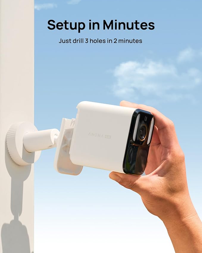 Anona Aurora 4K Solar Security Cameras Wireless Outdoor, Forever Power with Solar Panel, 8MP Color Night Vision, 24/7 AOV Recording, No Monthly Fees, AI Detection, Easy Setup, 2.4 G WiFi, IP67, 4 Pack