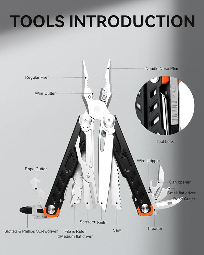 MINI Multitool Pliers,14-In-1 Survival Gear For Outdoor,Home, And Auto Repair,Birthday Christmas Gifts For Men Boyfriend Dad Husband(Black)