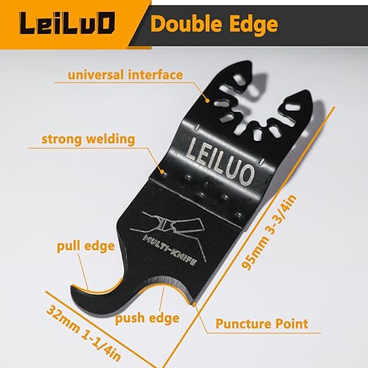 LEILUO 4 Pcs Oscillating Multi Tool Hook Knife Blades for Cutting Carpet Roofing Shingles Cardboard Soft Materials Includes Storage Bag Compatible with DeWalt Makita Ryobi Milwaukee and More