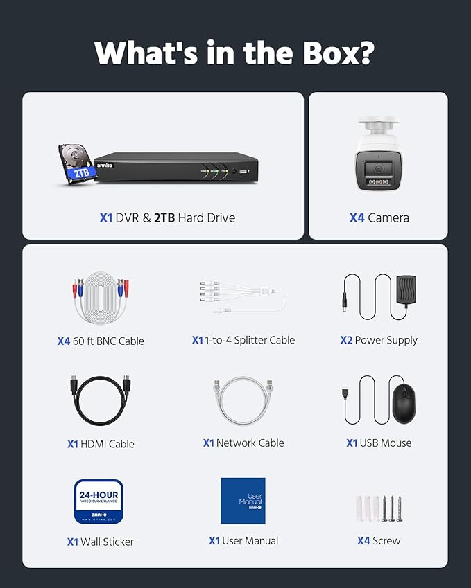 ANNKE 2MP Two-Way Audio Security Camera System, 8CH 3K Lite DVR, 4pcs 1080P CCTV White Wired Cams with Color Night Vision, AI Motion Detection, Smart AcuSearch, 2TB HDD for Outdoor Home Surveillance