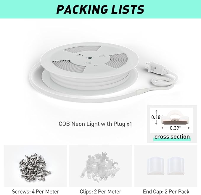 GZBtech Silicone COB Neon Rope Lights 50FT/15M, Super Bright Blue Waterproof Neon Strip Light, AC 110-120V Flexible Soft Cuttable Tape Rope Lighting for Indoor Outdoor Home Commercial