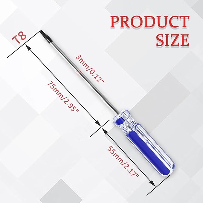 T8 Torx Screwdriver with Magnetic Tip Plastic Grip, Torx Screwdriver for Computer Repairing, Home Appliances(Blue, 130mm/ 5.1")