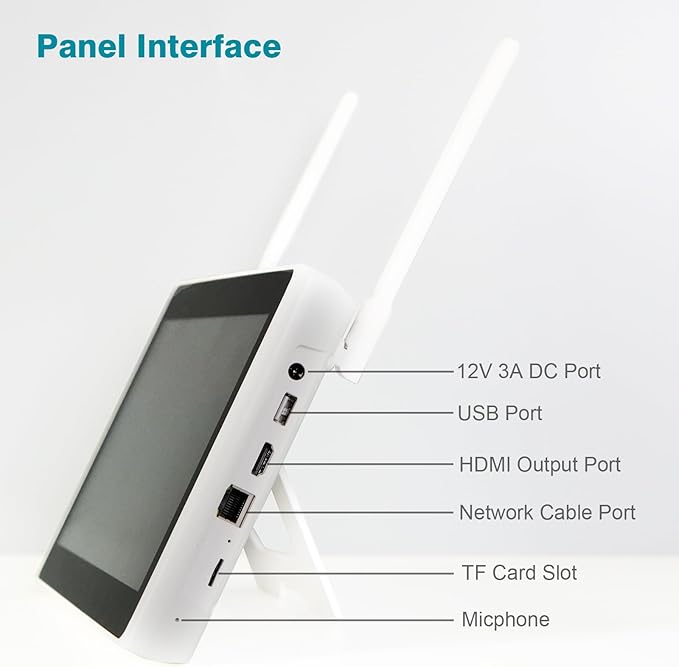 Expandable 10 Channel Wireless Security Camera System with 10.1" Monitor, AI Human Detection, Spotlight,Siren Alarm, 2-Way Audio,4Pcs 5MP Camera,Home Business Surveillance,1TB HDD