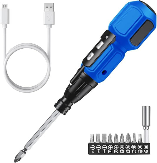 ORIA Electric Screwdriver, Cordless Electric Screwdriver, 12 in 1 Cordless Power Repair Tool Kits with 10 Bits and 1/4 inch Bit Holder, LED Lights, Charging Cable, for Phones,Toys, PC