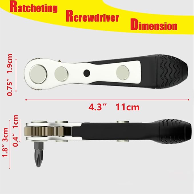 22-in-1 Mini Ratcheting Screwdriver Set - Angled for Tight Spaces, Includes 90 Degree Offset Screwdriver, Bent Ratchet Wrench Bit Socket, Phillips Screwdriver - Men's Gift