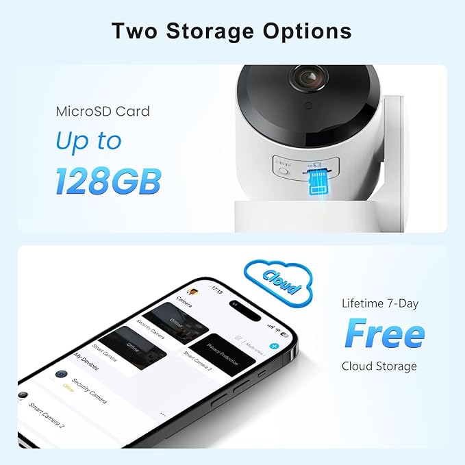 2 Pack Indoor Security Camera, Home Security Cameras Wireless, 360° Pan Tilt Baby/Pet Monitor with Night Vision, Motion Detection, 2-Way Audio, Works with Alexa & Google Assistant, 2.4GHz WiFi Only