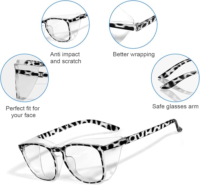 LASMEX Stylish Safety Glasses Goggles for Women Girls Anti-fog Glasses Protective Eyewear Clear Glasses