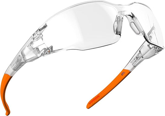 DILANCO Clear Safety Glasses Goggles, Adjustable Frames and Scratch-Resistant with No-Slip Grips Safety Glasses for Women Men
