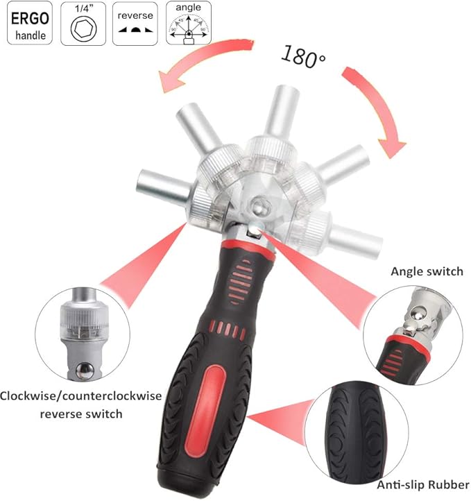 61 in 1 Magnetic Screwdriver Set, DIY Ratchet Screwdriver Set, Multi Bit Magnetic Drive Set with Detachable Ratchet Handle, Portable Compact Repair Tool Kit