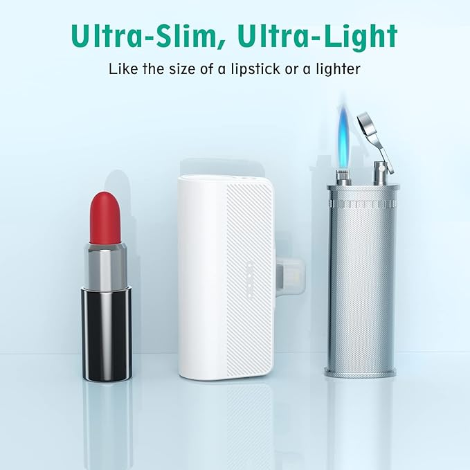 KKD Portable Charger for iPhone, Built-in MFi Certified Plug, 5000mAh Small Portable Phone Charger Power Bank for iPhone 14/13/12/11/XR/X/SE/8/7/6/6s/Pro Max/Plus,iPad,White