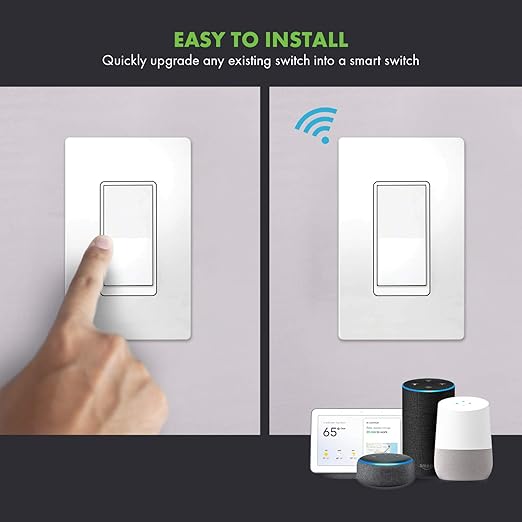 TOPGREENER Wi-Fi Relay Module, Hidden Smart Switch for Fans, Lights, Outlets, 120-240VAC, 10A, ETL Listed, TGWFRSM1, Black