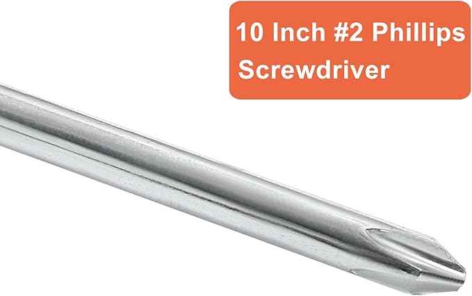 Piutouyar 10 Inch Phillips Cross Head Screwdriver, Extra Long Shaft Magnetic Tip #2 Screwdriver for Home Repair