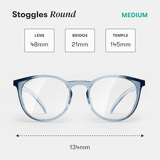Stoggles Round Z87.1 Certified Polycarbonate Safety Glasses, Scratch & Shatter-Proof, Blue-Light & UV Blocking Lens, Top & Side Shields, Anti-Fog Dip Coated, Durable, Protective & Stylish Eyewear