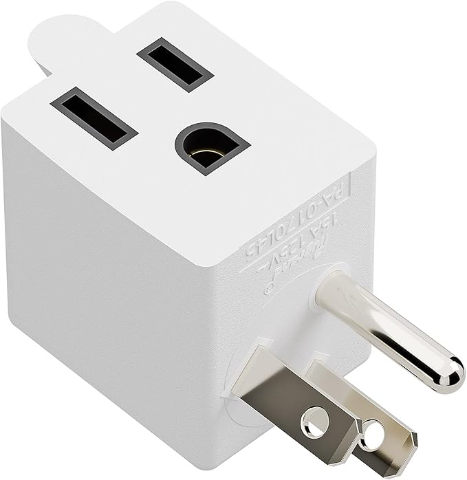 90 Degree Adaptor Left Angled Angle USA 3-Prong Male-Female Adapter,90 Degree Angled USA Male Female Power Adapter, 5-15P to 5-15R Direction Changer Space Save Adapter White PA-0170L45W