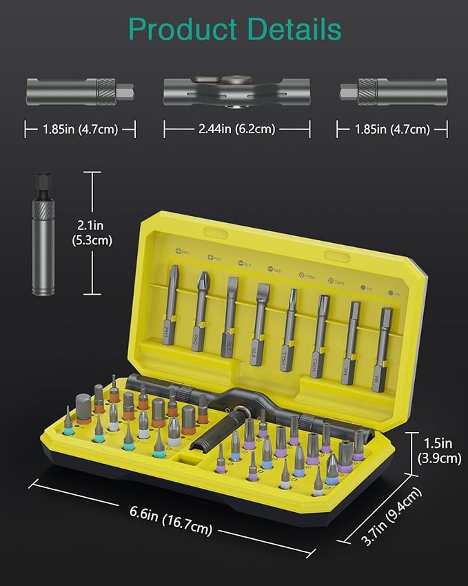 ORIA 42 in 1 Ratchet Screwdriver Set, Magnetic DIY Repair Tool Kit with Detachable Ratchet Handle, Portable Precision Screwdriver Kit with Storage Case, for Furniture, Bicycle, Computer