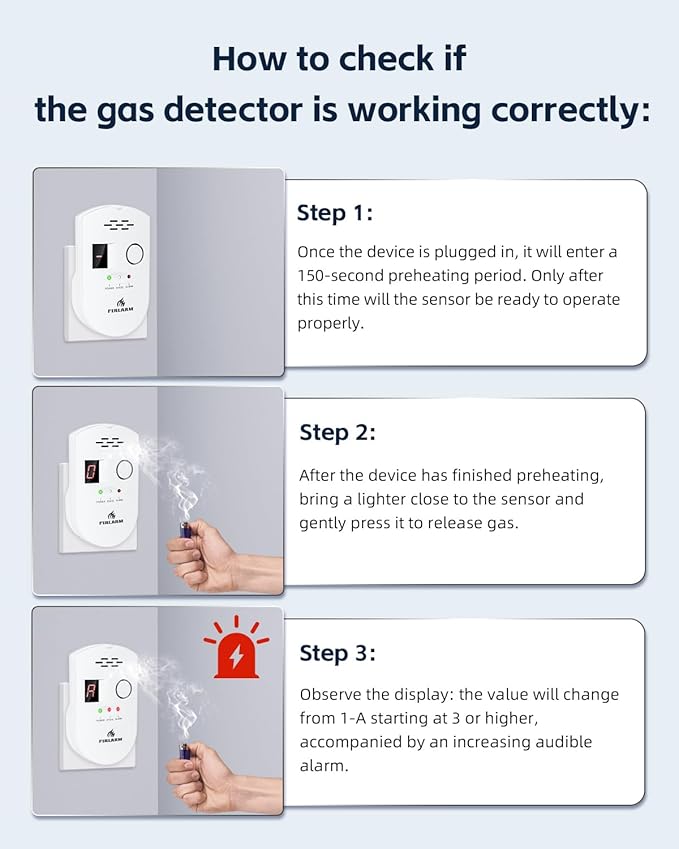 Natural Gas Detector, Plug-in Gas Leak Detector for Home, Propane Leak Alarm for RV and Kitchen, with LED Digital Display