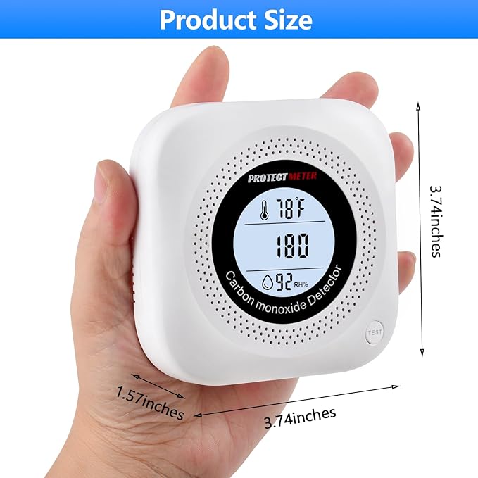 Carbon Monoxide Detectors, Temperature & Humidity Monitor (3-in-1) – Portable Carbon Monoxide detectors Plug in for Travel, CO Detector for Home, Hotel, RV with 110V-220V AC, White Color