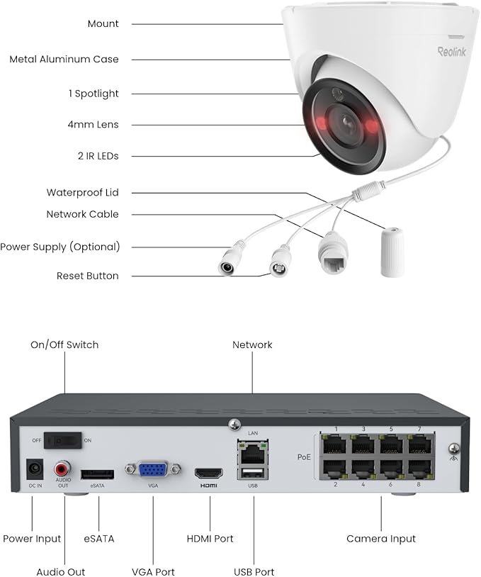 REOLINK New Version 12MP Smart Security System with AI Video Search, Person/Vehicle/Animal Detection Color & Infrared Night Vision, Two-Way Talk, 24/7 Recording, Perimeter Protection, RLK8-1200D4-A