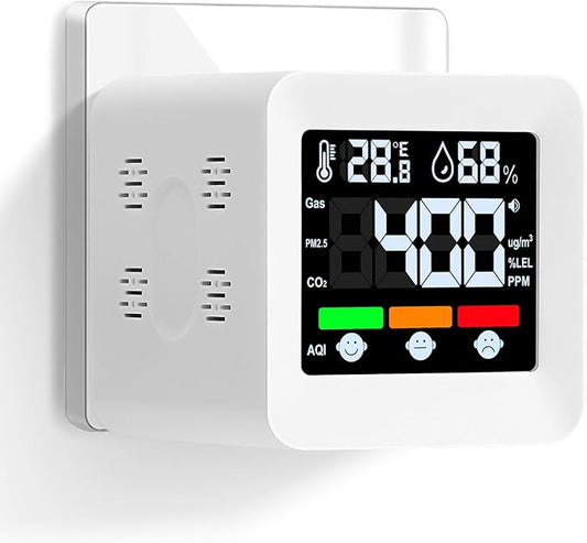 Plug-in 4-in-1 Smart Gas & CO Detector with Temp/Humidity - Natural Gas, Propane & Methane Detector for Home, RV & Apartments (1, White-Voice Edition)