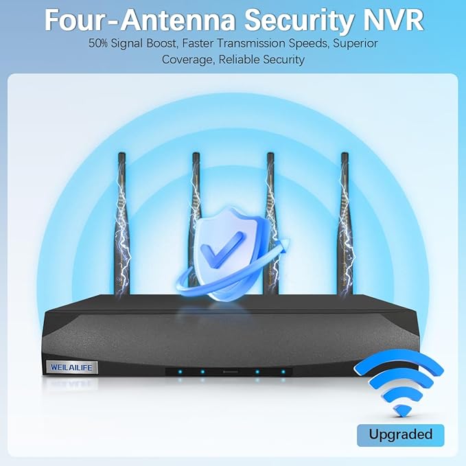 【Flashing LEDs Visual Alert】 Outdoor Wireless Security Camera System, Wireless Cameras for Home Security, WiFi Video Surveillance, NVR Surveillance Camera System