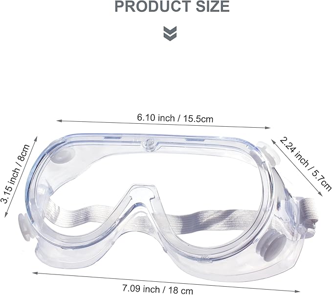 10 Pack Protective Safety Goggle for lab chemistry soft lightweight goggles over prescription glasses Anti-Splash worker construction Eye protection Science Onion Cutting and More White