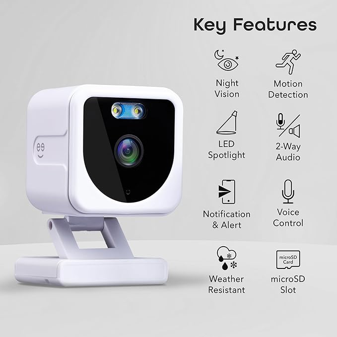 Geeni Mini 1080P Indoor/Outdoor Security Camera 2-Pack, Smart WiFi Cameras with Motion & Sound Detection, Night Vision, 2-Way Audio, Cloud & MicroSD Card Storage, Compatible with Alexa & Google
