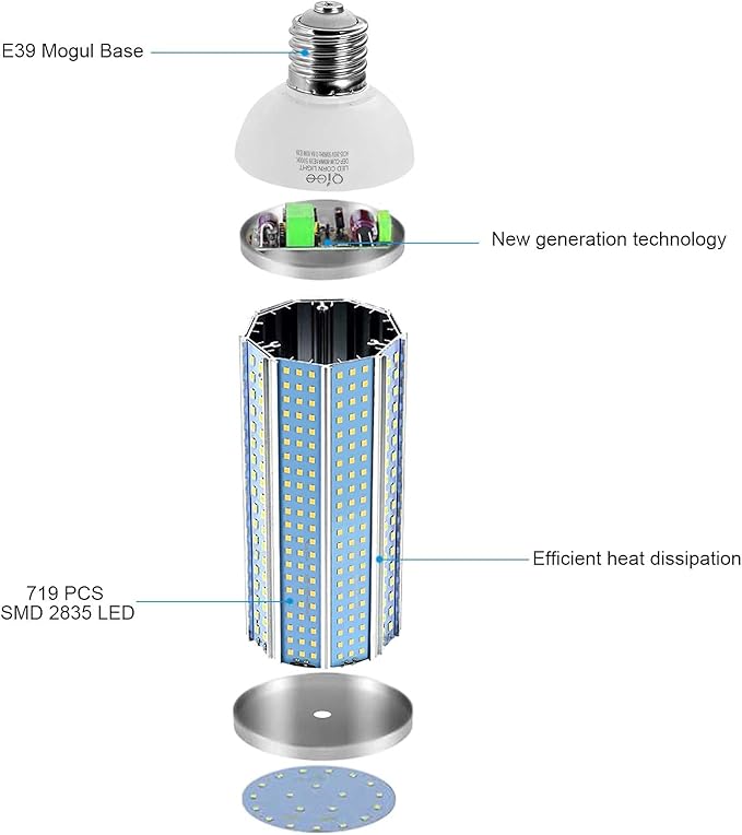 100W LED Corn Bulbs,5000K,AC110-277V,12000lm,E39 Mogul Base,LED Corn Light Bulb Replacement Metal Halide HID CFL for Commercial Industrial Lighting Warehouse High Bay Light Fixture Garage Workshop
