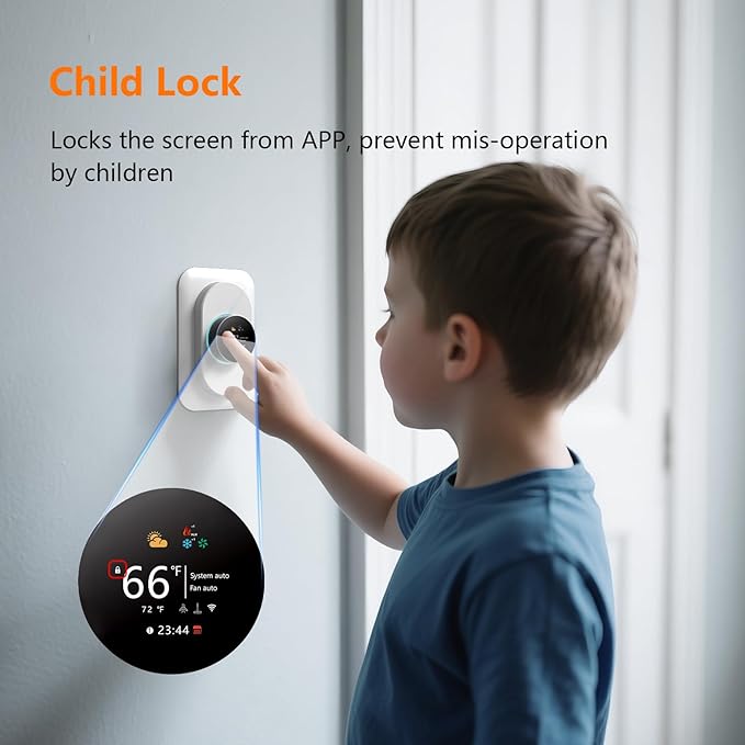 BSEED Wi-Fi Smart Thermostat for Home, Heat Pump Thermostat Touch Screen with Energy Saving, 7 Day Programmable (Holiday Mode), Works with Alexa and Google Assistant, White(C-Wire Adapter Included)