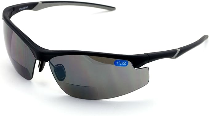V.W.E. Bifocal High Performance Protective Safety Glasses Light Mirror Tint Bifocal - Reader - Sunglasses Ansi Z87.1 (Matte Black, 2.50)