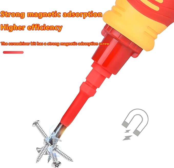 Insulated Screwdriver Set for Electricians – Ergonomic Handle, Magnetized Tips, Durable for Electrical Work, Receptacle & Outlet Screwdriver, Multi-Tool (Ratchet 14 in 1)